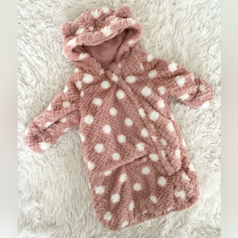 ROTHSCHILD & Co Baby Girls Teddy Car Bag Pink White Polka Dot Size 0-6M
